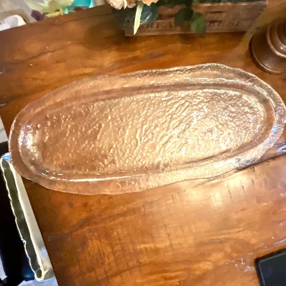 3 Unique Elegant Hand Blown Glass Vintage Serving Pieces - Picture 3 of 10